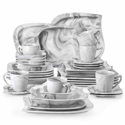 Mldyrzyh Elvira Marble Grey 36 Piece Dinnerware Set