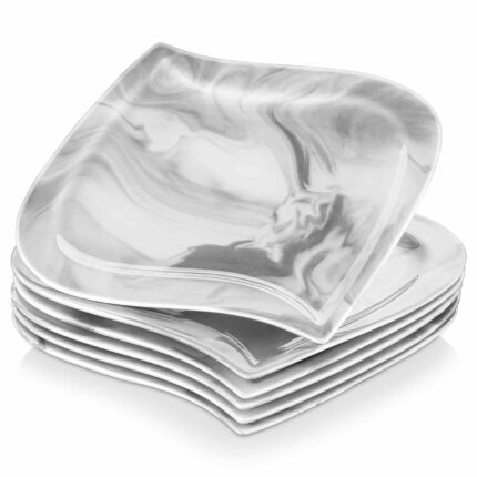 Mldyrzyh Elvira Marble Grey Dinner Plates Set of 6