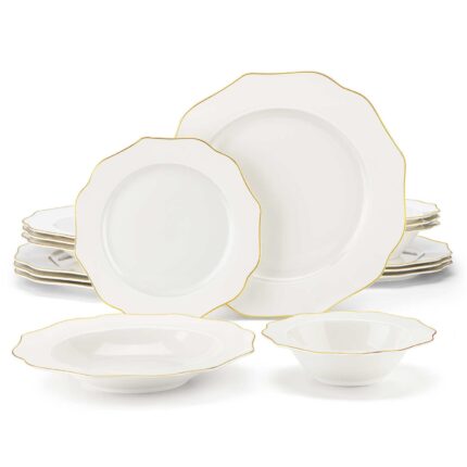 Mldyrzyh Lotus 16 Piece Bone China Dinnerware Set