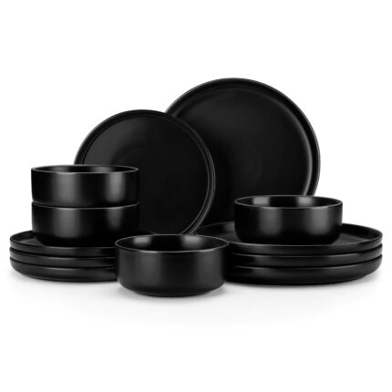 Mldyrzyh Luna Matte Black 12 Piece Dinnerware Set