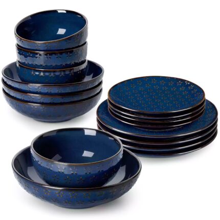 Mldyrzyh Lydia 16 Piece Starry Blue Dinnerware Set