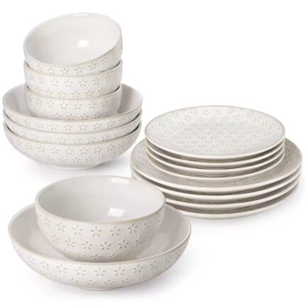 Mldyrzyh Lydia 16 Piece Antique White Dinnerware Set