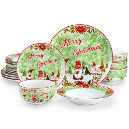 Mldyrzyh Xmas Gnome 16 Piece Dinnerware Set